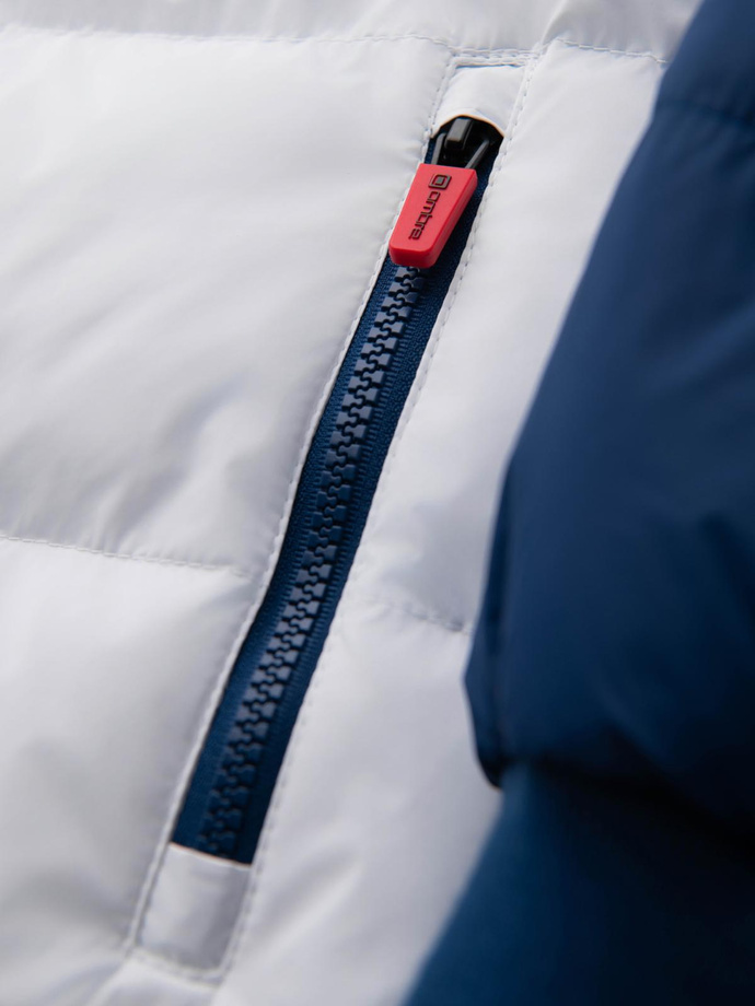 Jachetă sport retro colorată pentru bărbați - albastru și alb V1 OM-JALP-0296