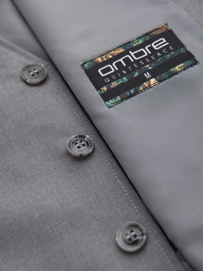 Fitted men's vest with rayon and marbled buttons - grey V3 OM-BLZV-0112