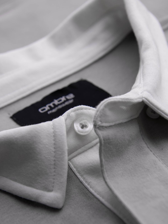 Men's sweatshirt with white polo collar - ash V7 OM-SSNZ-0132