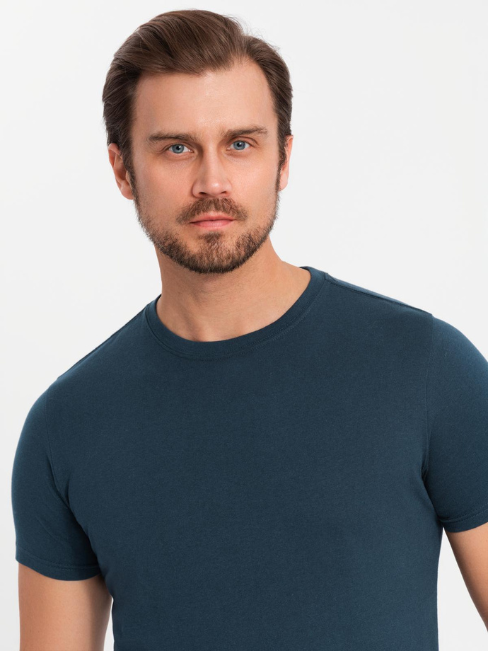 Set tricou BASIC pentru bărbați din bumbac cu decolteu rotund - negru/alb/albastru V1 OM-TSBS-0232