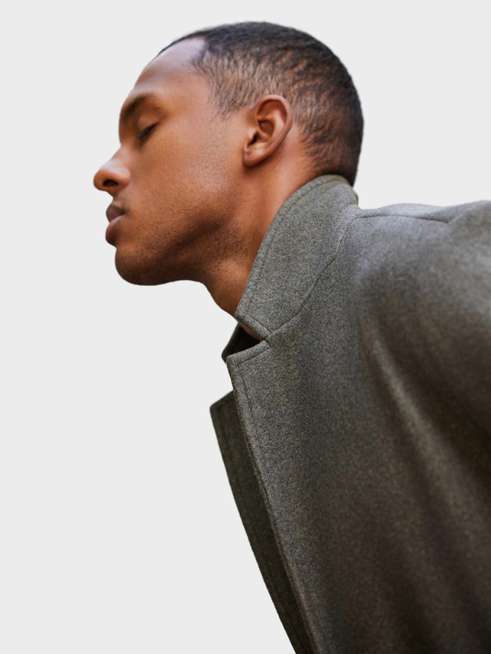 Palton ușor pentru bărbați cu un singur nasture - grafit-kaki V6 OM-COWC-0104