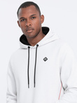 Men's hoodie with zippered pocket - white V3 OM-SSNZ-22FW-006