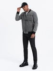 Men's denim bomber jacket with stone wash effect - grey V1 OM-JADJ-0163