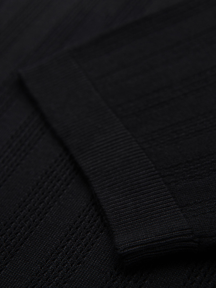 Men's openwork sweater with round neckline and short sleeves - black V2 OM-TSCT-0251