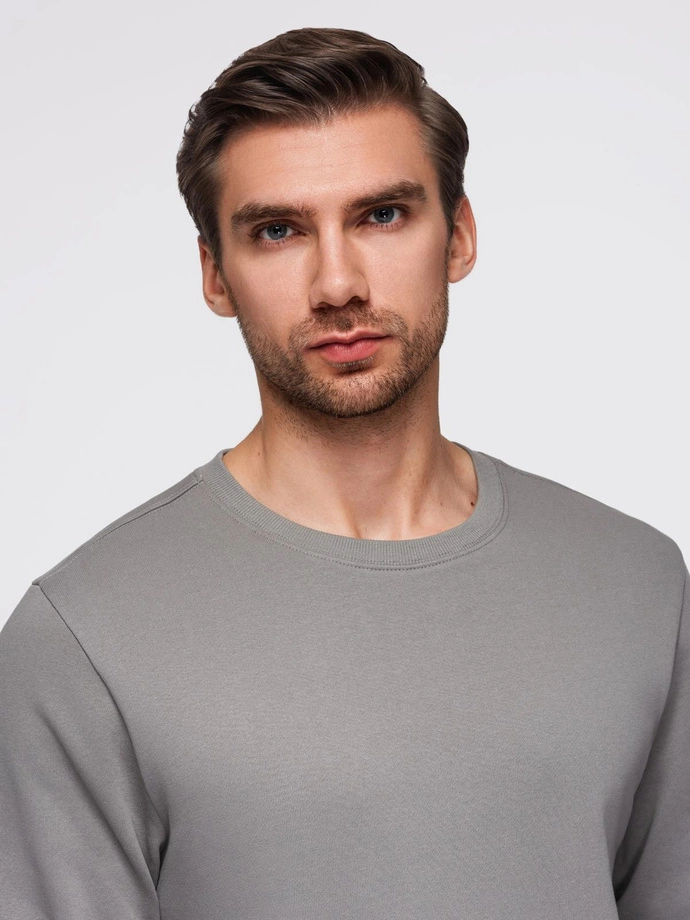 BASIC men's sweatshirt with round neckline - grey V8 OM-SSBN-0175