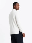 Structured men's polo longsleeve with patch - white V2 OM-POLS-0131
