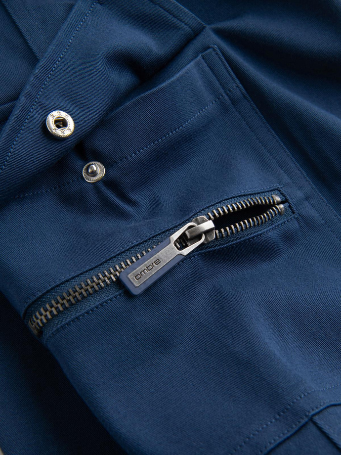 Pantaloni cargo STRAIGHT LEG pentru bărbați cu buzunare cu fermoar - albastru închis V1 OM-PACG-0204