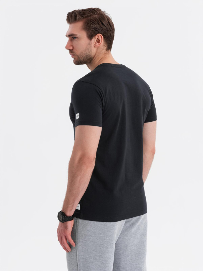 Tricou pentru bărbați cu imprimeu college - negru V2 OM-TSPT-0137