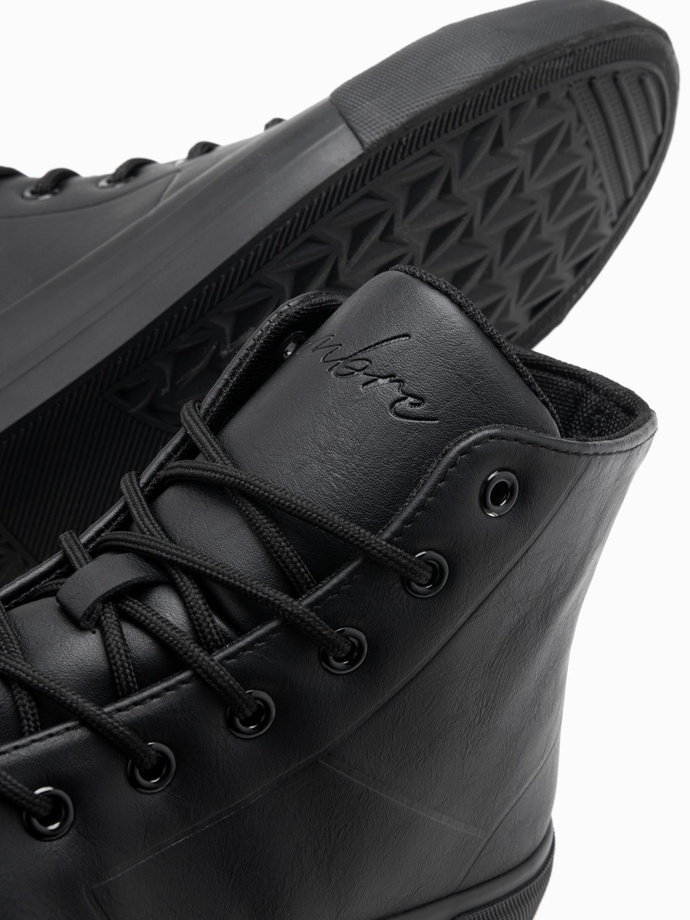 Adidași bărbătești cu vârf înalt și vârf din cauciuc - negru V6 OM-FOSH-0138