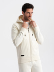 Set trening BASIC pentru bărbați - hanorac cu fermoar + pantaloni sport - crem V5 Z86