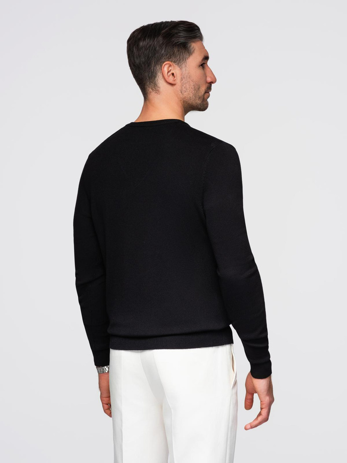 Pulover elegant pentru bărbați, cu decolteu de tip crew - negru V1 OM-SWBS-0107