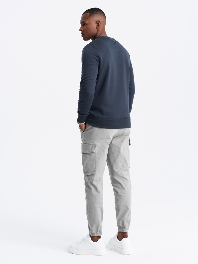 Classic men's sweatshirt with inscription - navy blue V3 OM-SSPS-0181