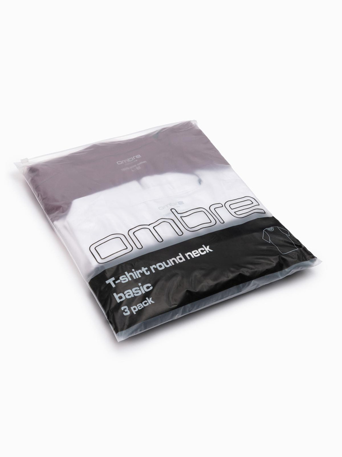 Pánske bavlnené tričko BASIC s okrúhlym výstrihom - čierne/biele/maroon V6 OM-TSBS-0232