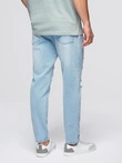Men's CARROT FIT denim pants with rubbing - light blue V1 OM-PADP-0250