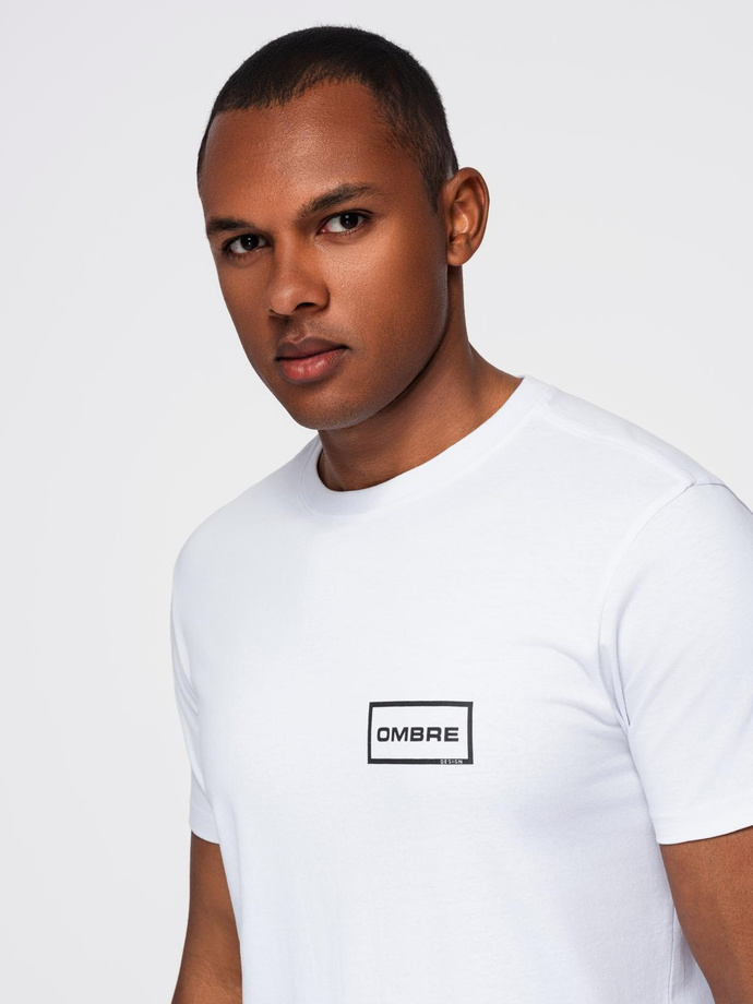 Tricou tricotat imprimat cu croială REGULARĂ pentru bărbați - alb V1 OM-TSPT-0231