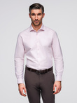 Vyriški pasteliniai medvilniniai marškiniai - šviesiai rožinės spalvos V1 OM-SHOS-0183