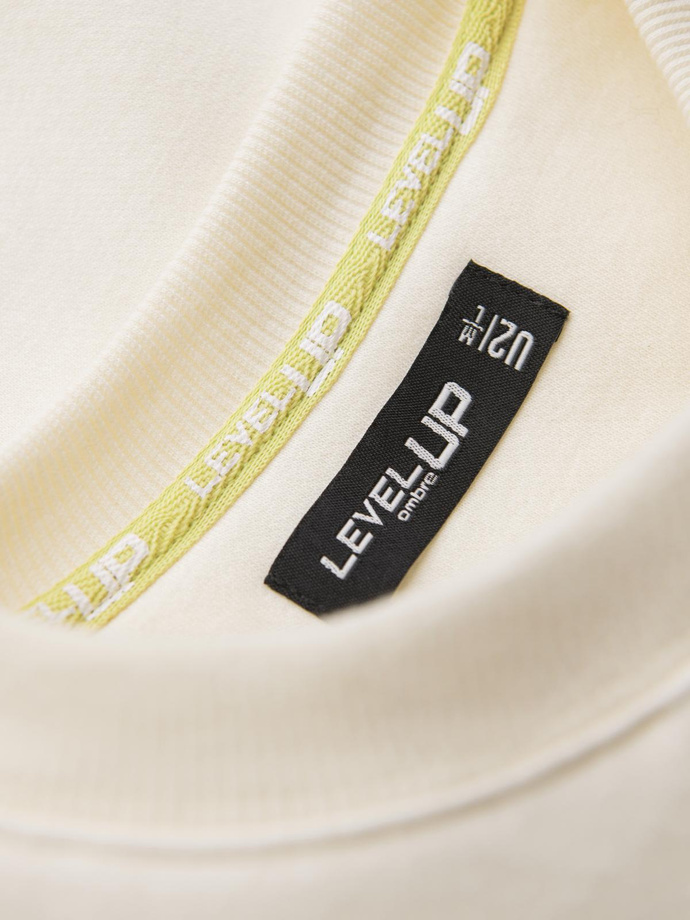 Hanorac bărbătesc spălat cu cusături decorative la gât - albastru deschis V3 OM-SSDS-0131