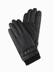 Men's leather gloves with touch function - black V1 OM-ACGL-0128