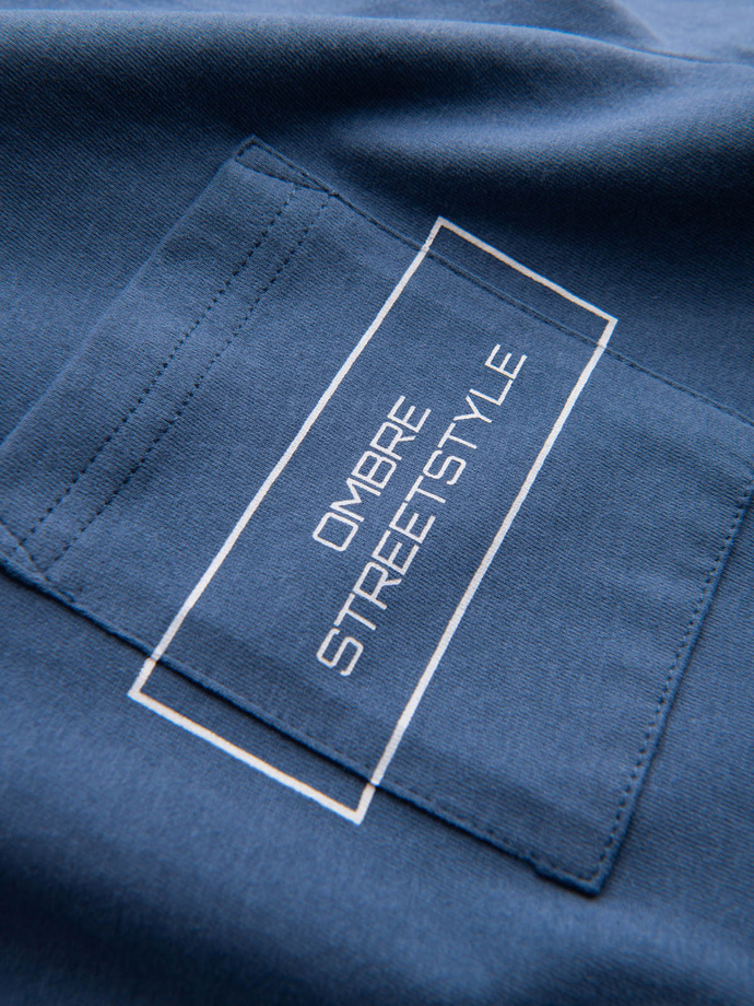 Ombre Streetstyle men's cotton pocket print t-shirt - indigo V9 OM-TSCT-0108