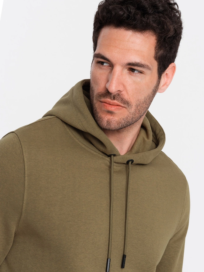 BASIC men's cotton kangaroo hooded sweatshirt - olive V2 OM-SSBN-0161