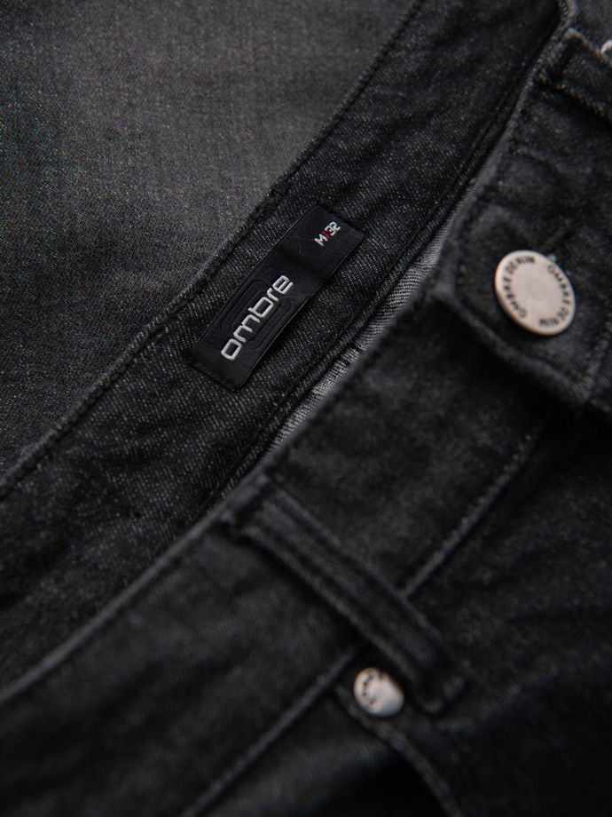 Men's denim shorts with rolled up leg - black V3 OM-SRDS-0164