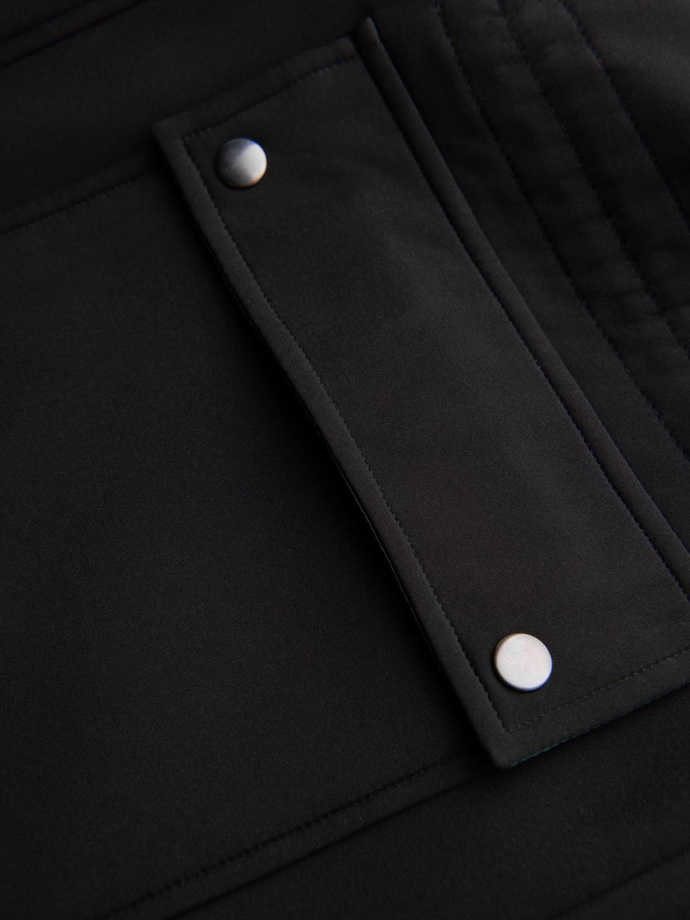 Palton parka pentru bărbați cu căptușeală din fleece și ajustare în talie - negru V2 OM-JAPJ-0314