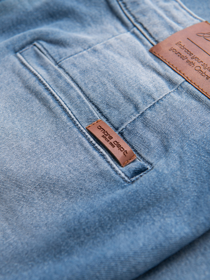 Pantaloni din denim pentru bărbați CARROT cu frecare - albastru deschis V1 OM-PADP-0253