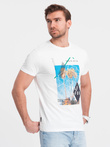 Tricou bărbătesc din bumbac imprimat California - alb V1 OM-TSPT-0128