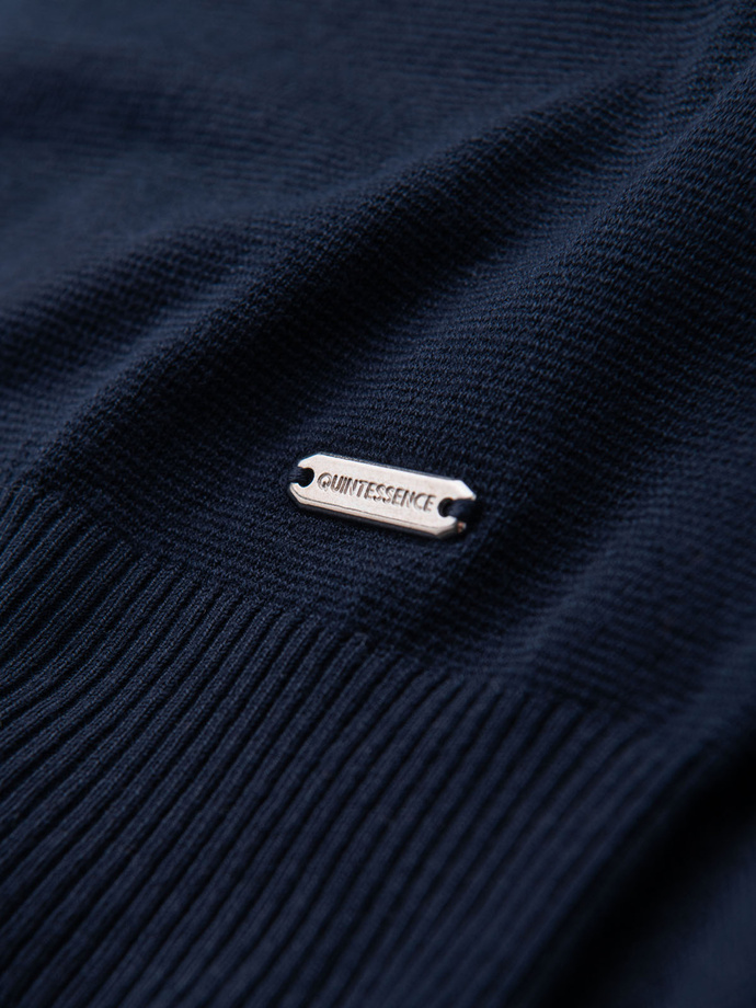 Pánská klasická pletená žebrovaná košile - tmavě modrá V1 OM-TSCT-0252