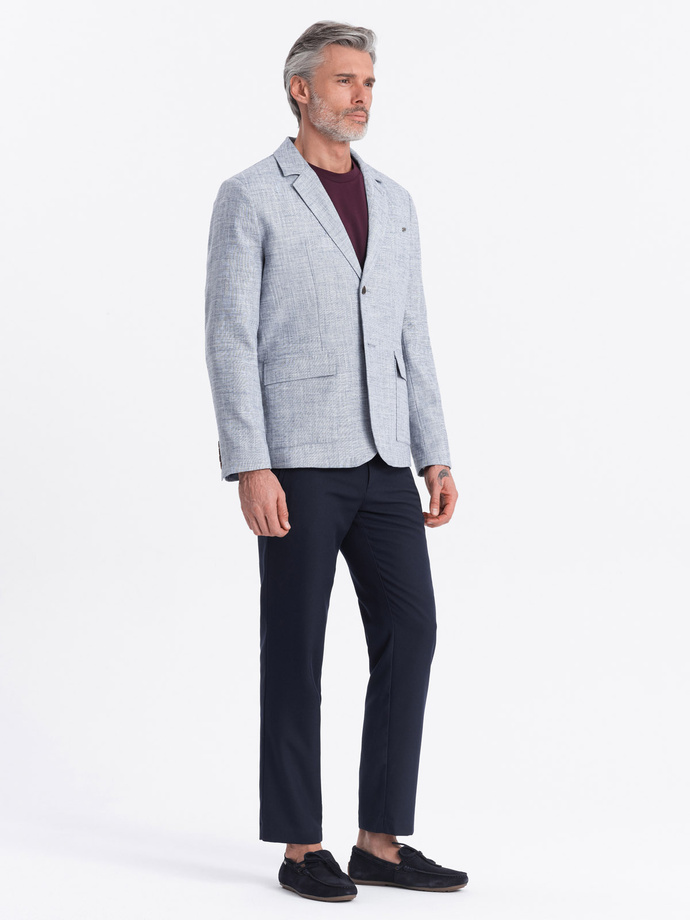 Blazer bărbătesc cu croială REGULAR cu in - albastru deschis V3 OM-BLZB-0128