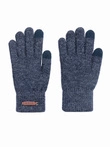 Men's knitted gloves with wool - navy blue melange V3 OM-ACGL-0110