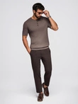 Men's knitted t-shirt with buttons at the neckline - ash V4 OM-TSCT-0254