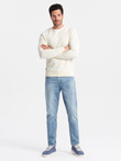 BASIC men's non-stretch cotton sweatshirt - cream V5 OM-SSBN-0159