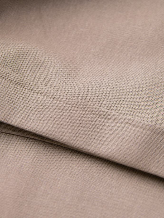 Pantaloni chino pentru bărbați din amestec de in, cu rolă - maro deschis V3 OM-PACP-0198