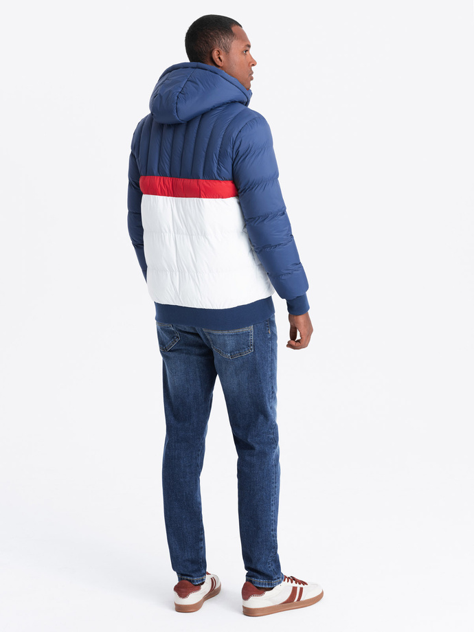 Jachetă sport retro colorată pentru bărbați - albastru și alb V1 OM-JALP-0175