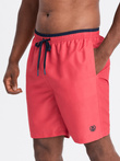 Men's two-tone ribbed swim shorts - coral V4 OM-SRBS-0141