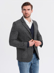 Men's checkered blazer with wool - graphite V2 OM-BLZB-0117
