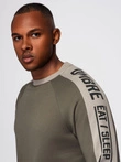 Men's sweatshirt with contrasting stripes and raglan sleeves - olive V1 OM-SSNZ-0200
