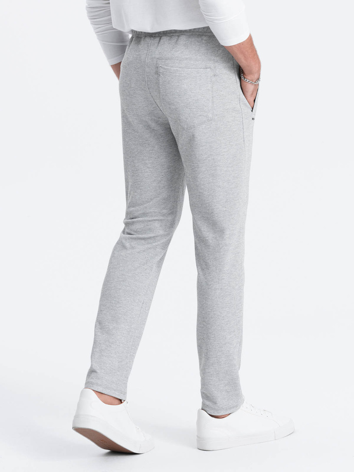 Men's carrot cut sweatpants - grey melange V3 OM-PASK-0166