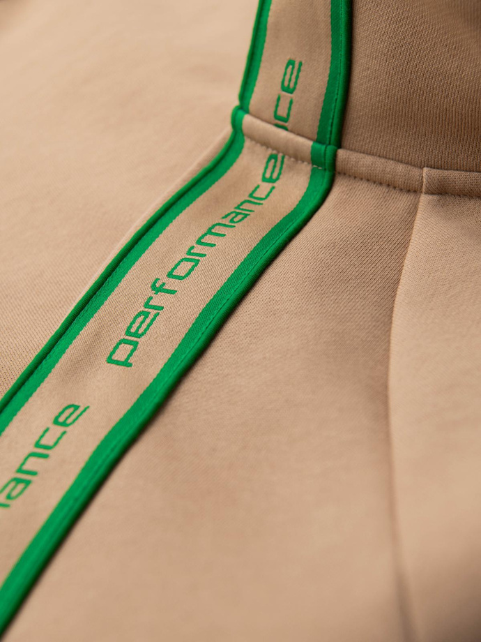 Hanorac bărbătesc cu față deschisă, cu bordură și guler înalt - maro V1 OM-SSZP-0224