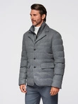 Men's jacket with a jacket cut with a fleece lining - gray V1 OM-JALP-0170