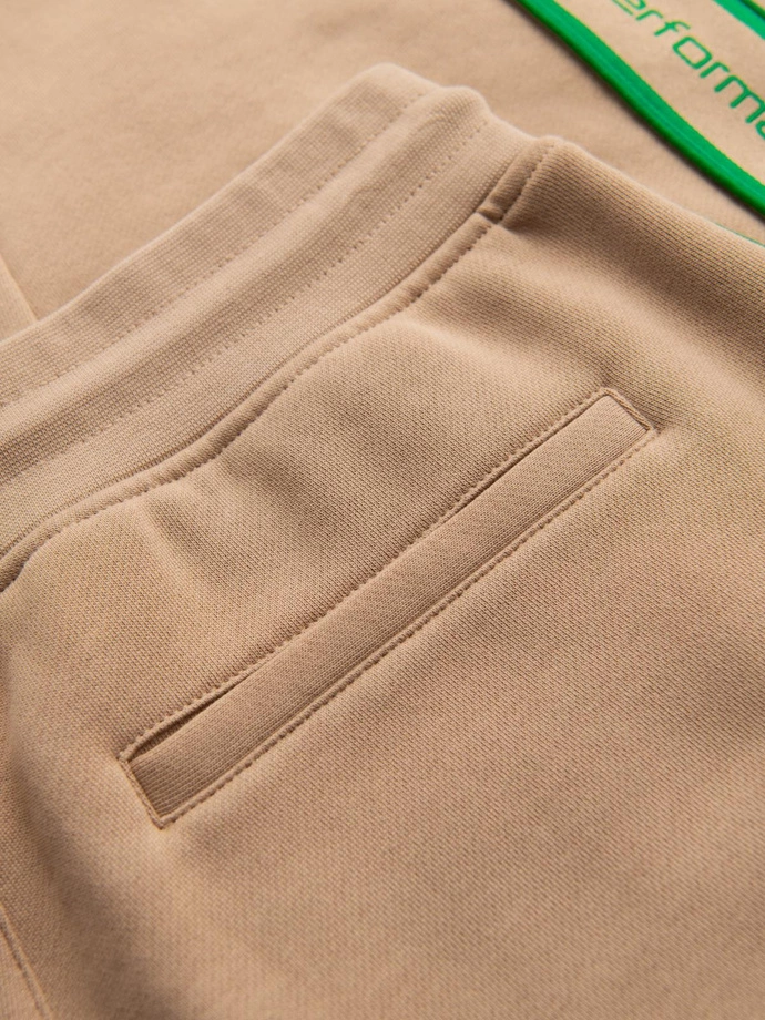 Men's sports jogger pants with stripes - brown V1 OM-PASK-0284