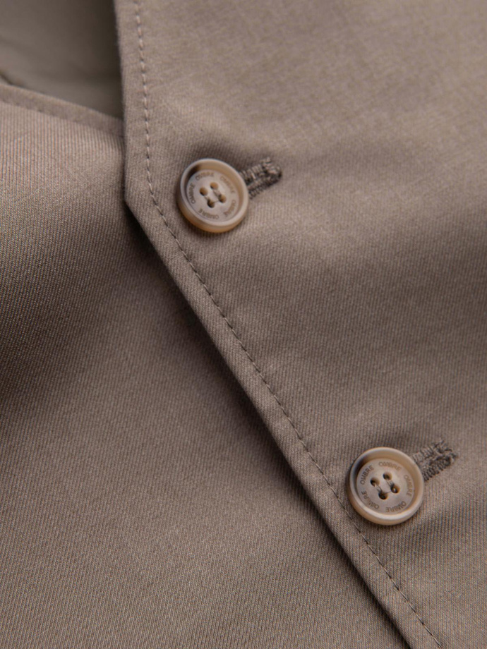 Vyriška kostiumo liemenė be atlapų - smėlio spalvos V2 OM-BLZV-0112