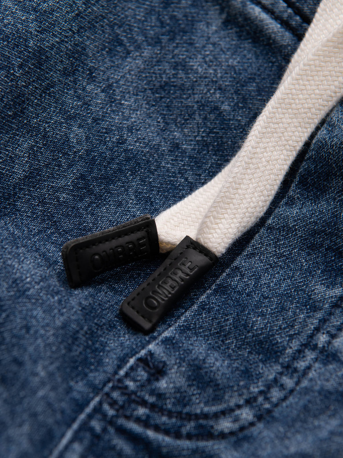 Pantaloni JOGGERY marmorat pentru bărbați cu cusături - albastru V1 OM-PADJ-0108