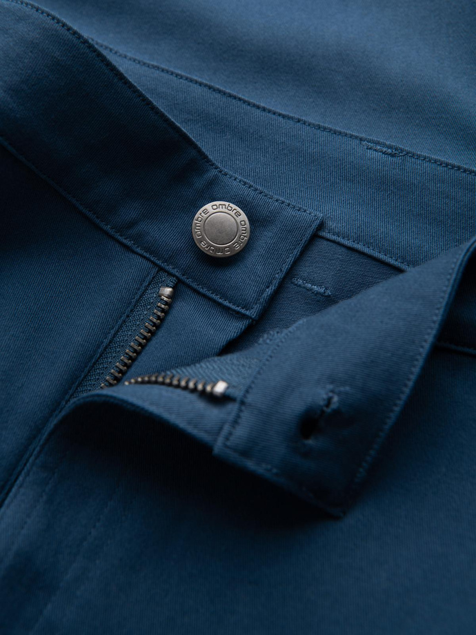 Pánske nohavice STRAIGHT LEG cargo s vreckami na zips - tmavomodré V1 OM-PACG-0204
