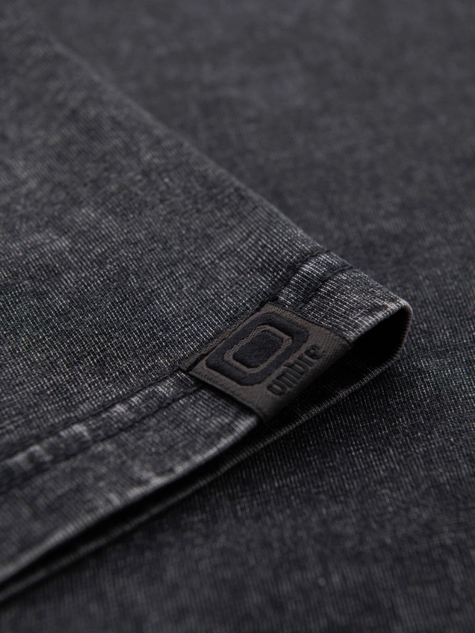 Vyriški marškinėliai su skalbimo efektu - juodi V1 OM-TSWT-0116