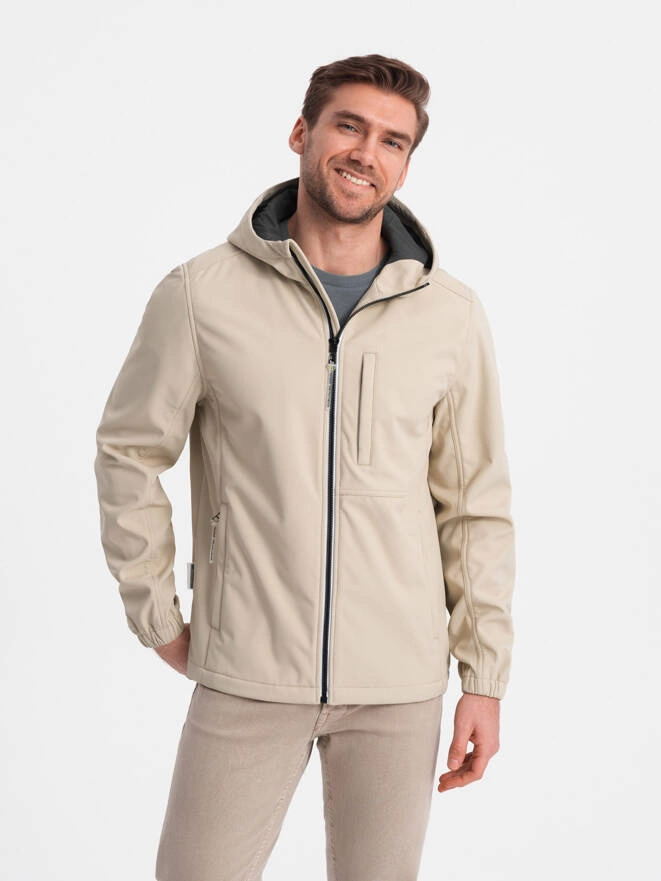 Men's SOFTSHELL jacket with fleece center - sand V4 OM-JANP-0137