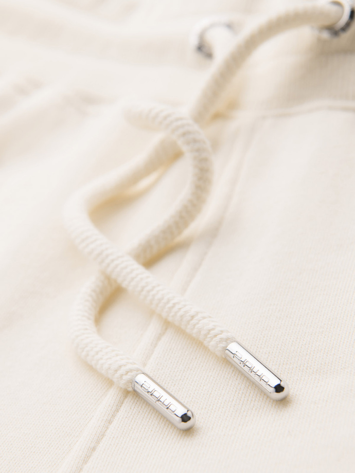 Men's sweatpants with piping and ribbing on the legs - cream V3 OM-PASK-0258