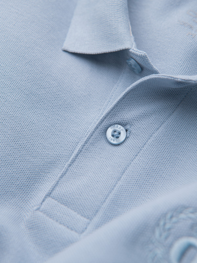 Tricou polo BASIC pentru bărbați, tricou piqué monocolor - denim albastru V17 OM-POBS-0100