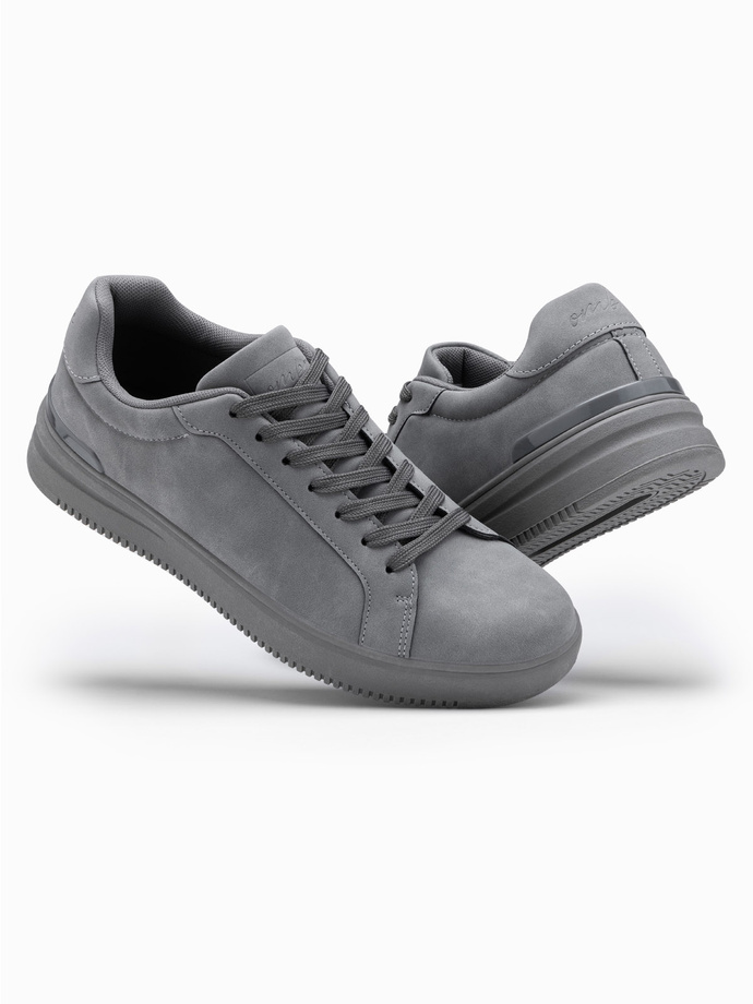 Pantofi bărbătești casual solid eco nubuc - gri V3 OM-FOCS-0151